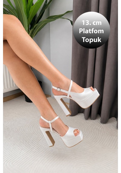 Preshley Kadın Jasmine Sedef Beyaz 13 Cm Platform Topuklu Ayakkabı