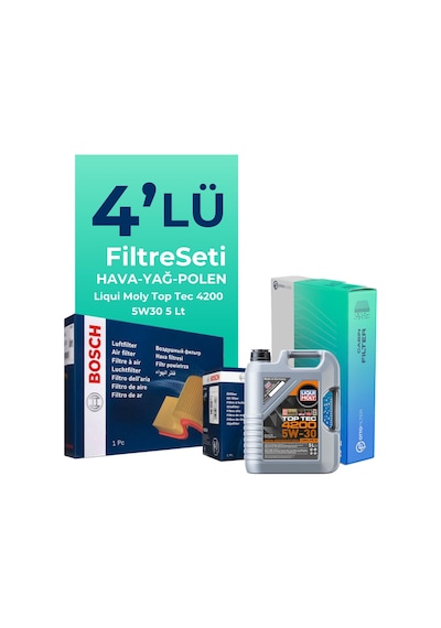 Bosch Audi A1 1.6 Dizel Filtre Bakım Seti Liqui Moly Motor Yağlı (2014-2018) 4 Lü -