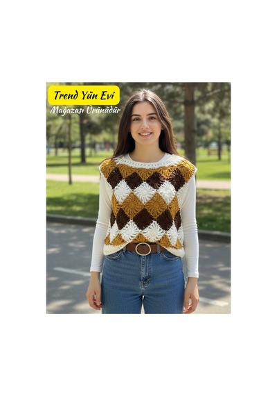 El Örgüsü Esme Süveteri Yeleği İnce İp 36-38beden