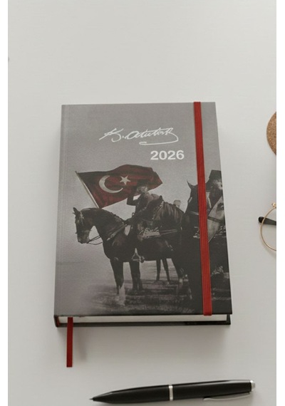 2026 Atatürk Günlük Ajanda 17x24 Cm Lastikli Atatürk Kapaklı Ofis Ev İşyeri Günlük Ajanda Planlayıcı Ofs907ata Gümüş