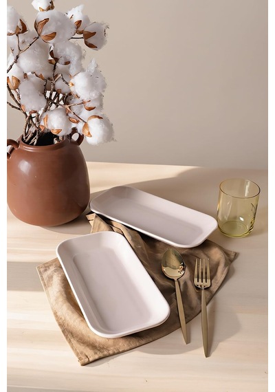 Krem Pergamon Kayık Tabak 26 Cm 2 Adet 030 Çok Renkli