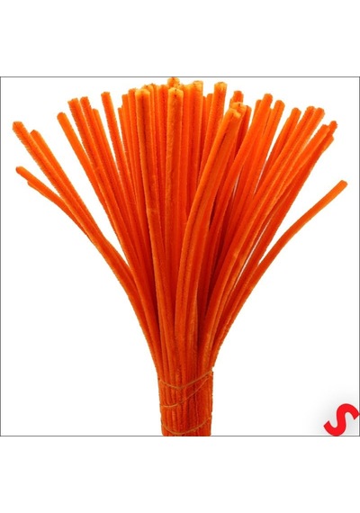 Şönil Çubuk 8 Mm Kalınlık 30 Cm Uzunluk, 100 Adet - Turuncu