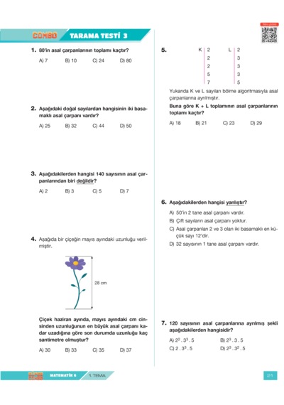 Süper Combo Matematik 6. Sınıf Soru Bankası