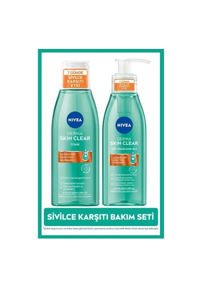 Derma Skin Clear Karşıtı Yüz Temizleme Jeli 150ml Ve Nemlendirici Tonik 200ml, Nisaniamid