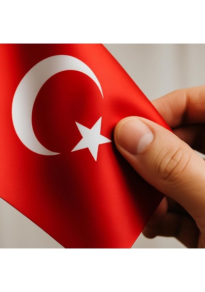 Türk Masa Bayrağı 15 X 23 Cm Çift Taraflı Baskılı Lüks Saten Kumaş 33 Cm Krom Direkli, 7.8 Cm Ağır Me 1