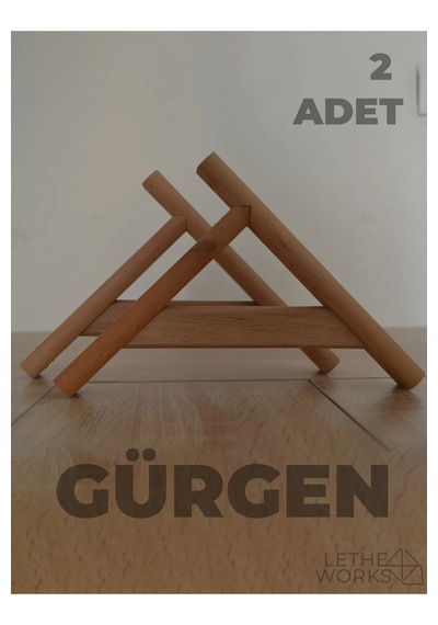 Raf Ayağı, Gürgen Ahşap 2 Adet Natural
