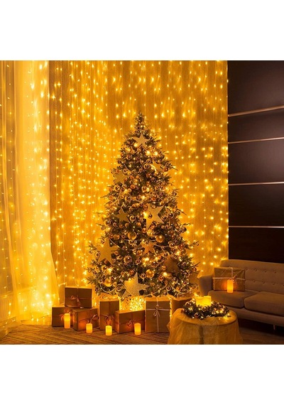 Technojet 2.5 X 2.5 Metre 8 Fonksiyonlu Perde Led 12 Saçaklı 180 Ledli Kablolu Fişli Eklenebilir