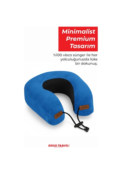 Viscofoam Lux Ortopedik Seyahat Yastığı Visco Boyun Destekli Seyahat Yastığı - Mavi| Ergo Travel