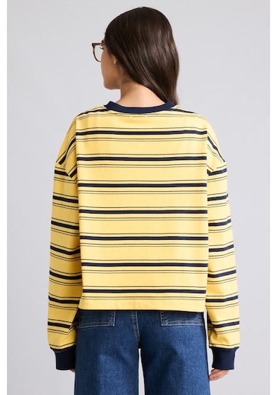 Defacto %100 Pamuk Loose Fıt Bisiklet Yaka Baskılı Çizgili Sweatshirt I2418ax26auyl275 Sarı-yl275
