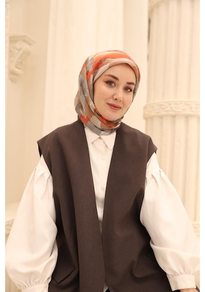 Silk Home Akrilik Desen Olinda İpek Eşarp Gri