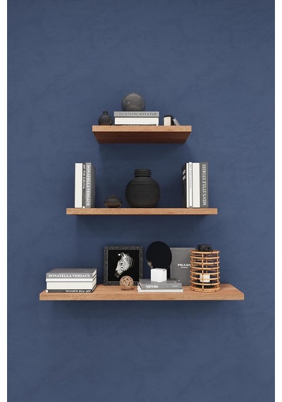 Asra Trend Modern 3'lü Uçan Raf%100 Mdf Çok Amaçlı Duvar Rafı Dekoratif Düzenleyici Kitaplık Seti Drf-02 Petra Diğer