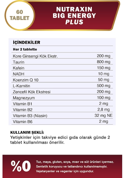 Nutraxin Big Energy Plus 60 Tablet
