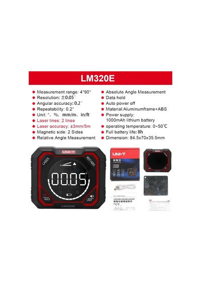 Rend Unı-t Lm320d Lm320e Lm320f Laser Inclinometer Digital Angel Meter With Absolute Relative Angle Measurement Magnetic