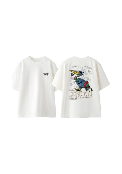 Thewert Island Tasarım Sırt Baskılı Pamuk Beyaz Oversize T-shirt