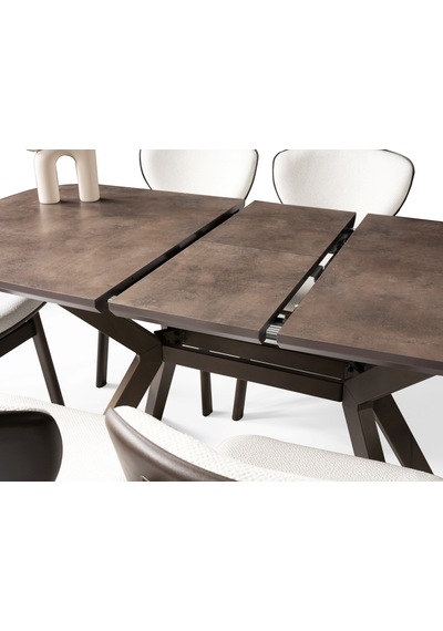 Venedik Retro Bronz Mdf Açılır Mutfak Masa Takımı 80 130cm Kahverengi