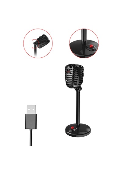 Thentech Nostaljik Görünümlü Usb Girişli Profesyonel Yayıncı Oyuncu Mikrofonu