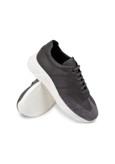 Deery Hakiki Deri Gri Erkek Sneaker Ayakkabı - 01961Mgrıp01 Gri