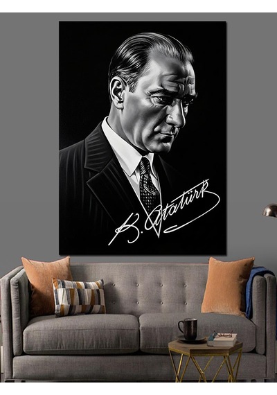 Ahşap Tablo Siyah Takımlı Atatürk Portresi