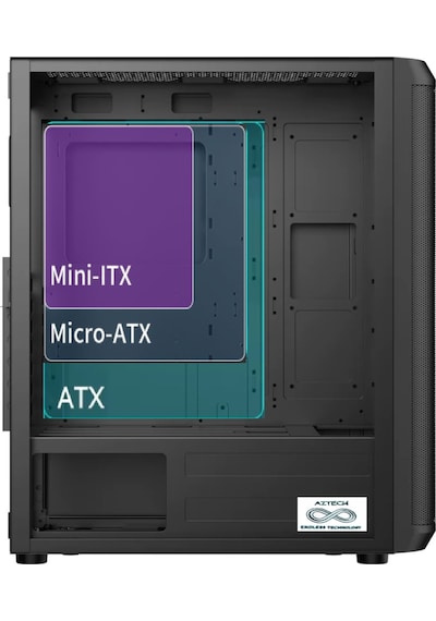 Aztech 850w Skyhawk Azt07 Rgb Gaming Mid-tower Pc Kasası 360mm Sıvı Soğutucu Desteği