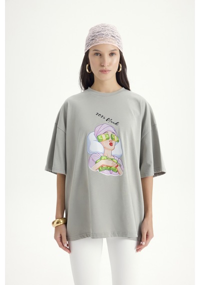 Mai Studios Co. Mood Oversize Gri T-shirt Gri