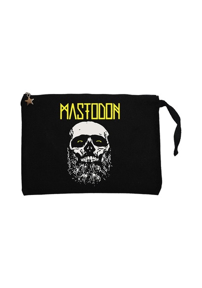 Mastodon Skull Siyah Clutch Astarlı Cüzdan / El Çantası Siyah