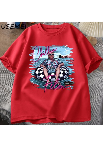 Flood Of Style Chillin Gibi Bir Suçlu T Shirt Erkek Kadın Komik Trump T-shirt Yaz Tee Unisex O Boyun Pa Kırmızı