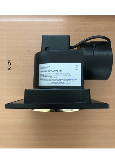 Airluks 250 Radyal Lıgthfan Işıklı Sessiz Banyo Fanı Krom - Altın