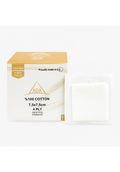 Ada Steril Gazlı Bez Kompres 7,5x7,5 Cm %100 Pamuk 4 Kat 100'lü Paket