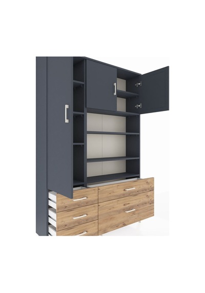 Arges Dolap 9 Raflı 5 Çekmeceli 3 Kapaklı 132x30x195 Antrasit-antrasit/çam Antrasıt/atlas Çam Arges Dolap 9 Raflı 5 Çekmeceli 3 Kapaklı 132x30x195 Antrasit-antrasit/çam Antrasıt/atlas Çam