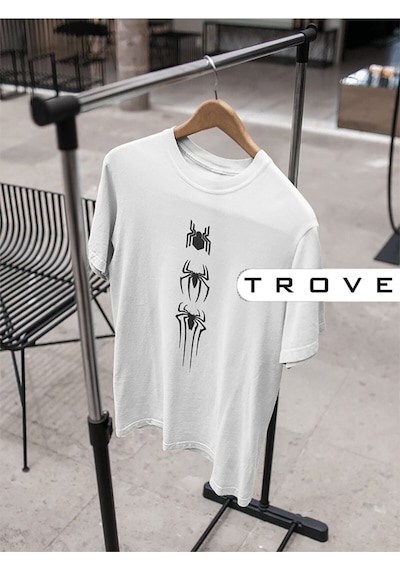 Noıssey Wed Unısex Kadın Erkek Spıderman Örümcek Adam Tasarım Baskılı % 100 Pamuk T-shirt Beyaz