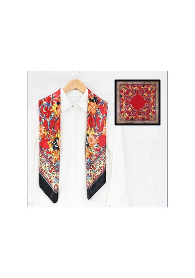 Deserto Fashion Gala Serisi Saten Polyemid Eşarp - Özel Günler İçin Göz Alıcı Parlaklık 90x90-1818 Çok Renkli