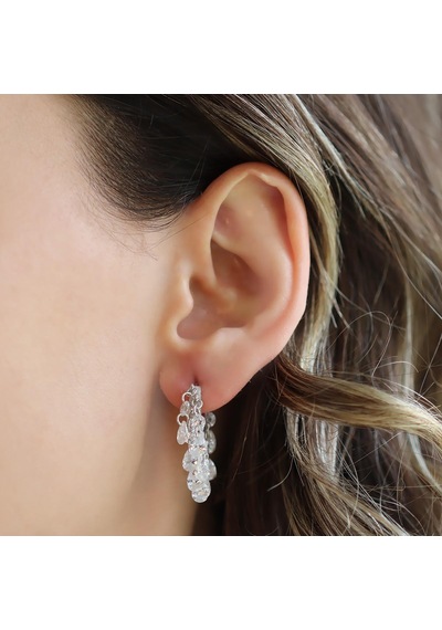 Damla Kristal Model Gümüş Küpe Gümüş