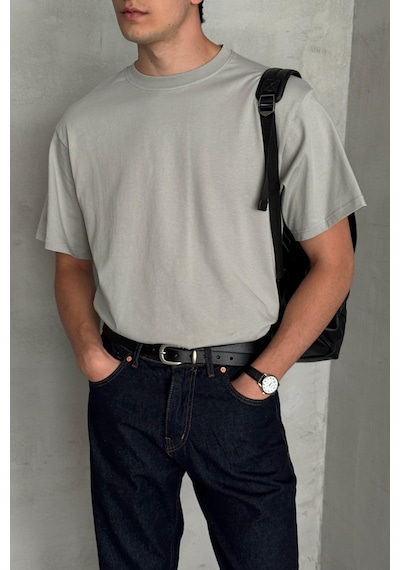 Hyman Erkek %100 Pamuk Oversize Basic T-shirt Gri Hyman Erkek %100 Pamuk Oversize Basic T-shirt Gri