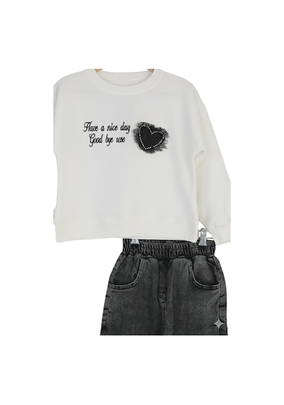 Erdem Kıds Kız Çocuk Bayramlık Günlük - Casual Geniş-bol Paça Palazzo Kot Pantolon-sweatshirt İkili Takım Beyaz - Siyah Beyaz - Siyah Erdem Kıds Kız Çocuk Bayramlık Günlük - Casual Geniş-bol Paça Palazzo Kot Pantolon-sweatshirt İkili Takım Beyaz - Siyah Beyaz - Siyah