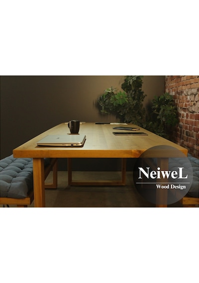 Neiwel Diar Doğal Ahşap Banklı Toplantı Masasıı x 100 x 320 Açık Ceviz