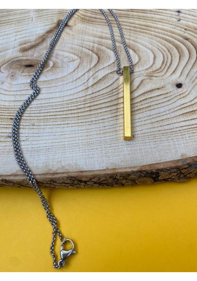 Çubuk Gold Altın Sarısı Unisex Cerrahi Çelik Kolye PYTKKT0062 Çok Renkli