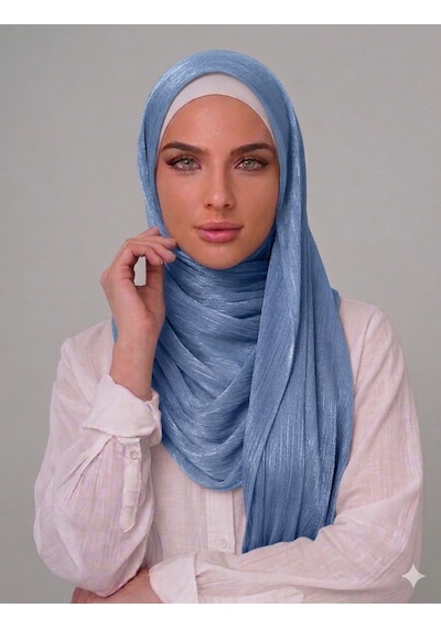 İpek Dükkanı Organza Shımmer Abiye Üzeri Parlak Şal İndigo