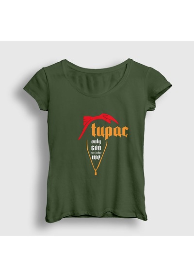 Presmono Kadın Judge Tupac Shakur T-shirt Haki