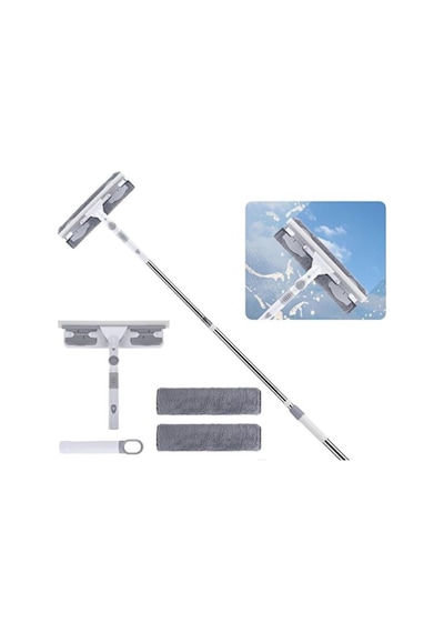 Mikrofiber Cam Silme Mopu Aparatı Profesyonel Set 360 Derece Oynar Başlıklı Mikrofiber , Çekçekli Teleskopik Cam S Diğer