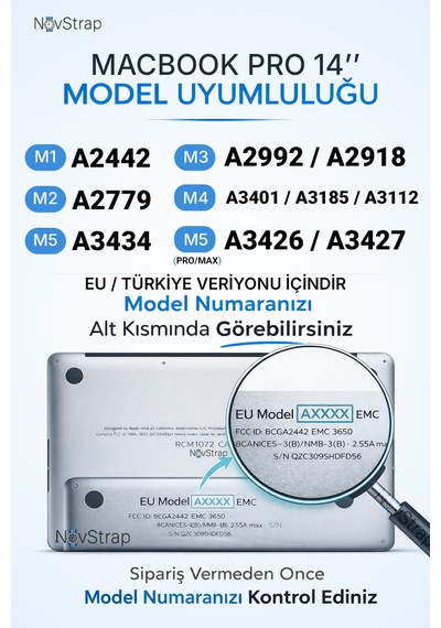 Novstrap Apple Macbook Pro 14 İnç M3 A3401 A3185 A3112 İle Uyumlu Türkçe Q Gri Füme Silikon Klavye Koruyucu Kılıf