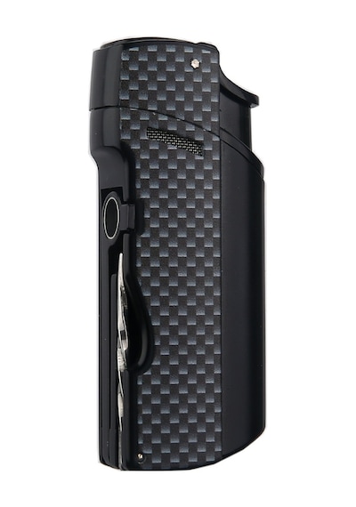 Quantoro Tek Torch Pürmüz Delicili/iğneli Siyah Karbon Desenli Metal Puro Çakmağı - Trz1188