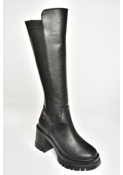 Fox Shoes T973390009 Siyah Kalın Topuklu Kadın Çizme Siyah