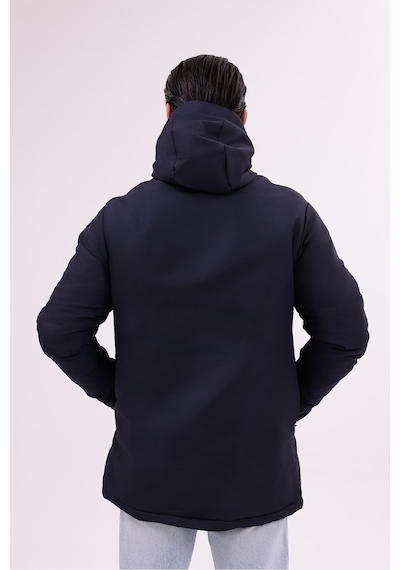 Blayn Jeans Erkek Polarlı Kürklü Su Ve Rüzgar Geçirmez Kapüşonlu Kışlık Mont & Kaban & Parka Lacivert