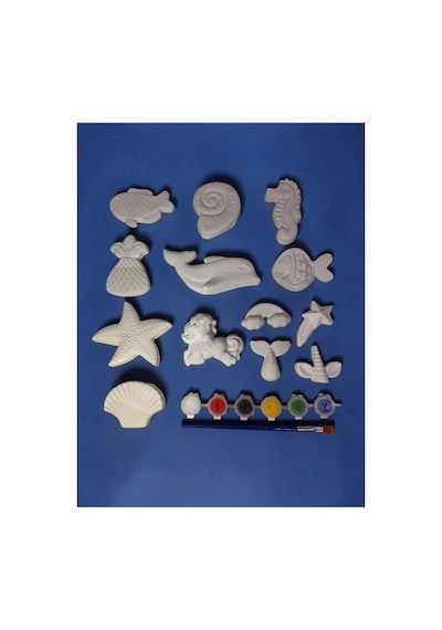 13 Adet Deniz Temalı Ve Unicorn Büyük Boy Taş Boyama Seti Anne, Çocuk, Yetişkin Etkinlik, Workshop