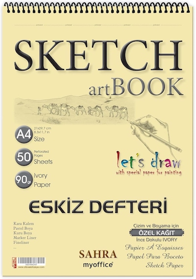 Folıx Art Sketchbook Ivory Spiralli A4 Çizim Ve Eskiz Defter 50 Çok Renkli