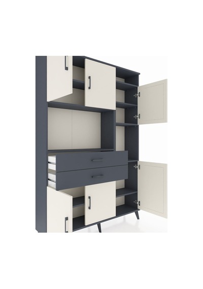 Arges Dolap 9 Raflı 2 Çekmeceli 6 Kapaklı 132x30x195 Antrasit-aytaşı/antrasit Aytası/antrasıt Arges Dolap 9 Raflı 2 Çekmeceli 6 Kapaklı 132x30x195 Antrasit-aytaşı/antrasit Aytası/antrasıt