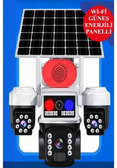 3 Kameralı Güneş Enerjili Wi-fi Güvenlik Kamerası 15mp Solar