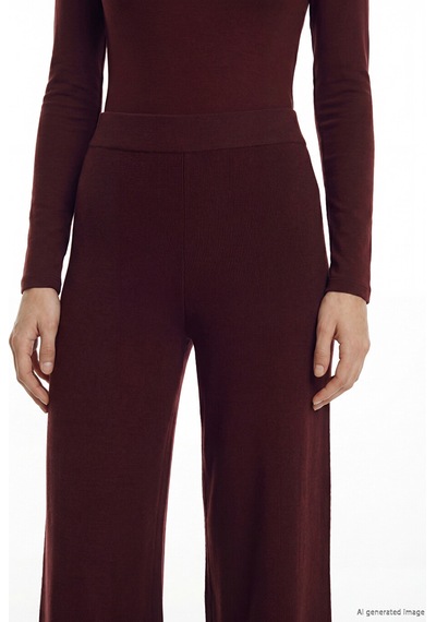 Lcw Modest Bordo Beli Lastikli Kadın Triko Pantolon
