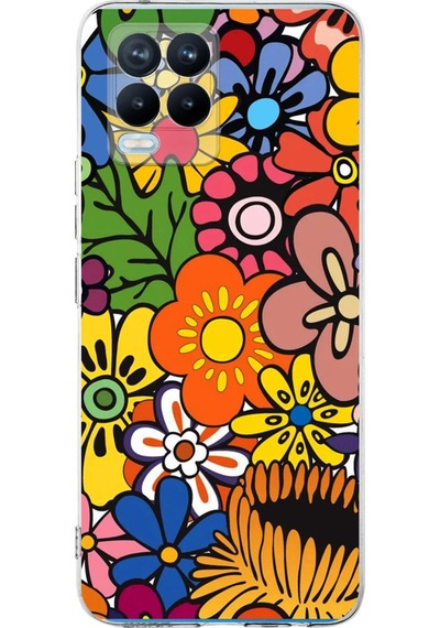 Realme 8 Pro İle Uyumlu 1mm Slim Fit Retro Renkler 2 Baskılı Şeffaf Kılıf Şeffaf