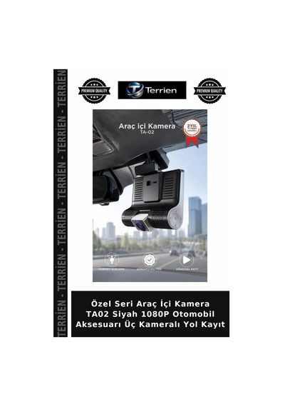 Özel Seri Araç İçi Kamera Ta02 Siyah 1080p Otomobil Aksesuarı Üç Kameralı Yol Kayıt